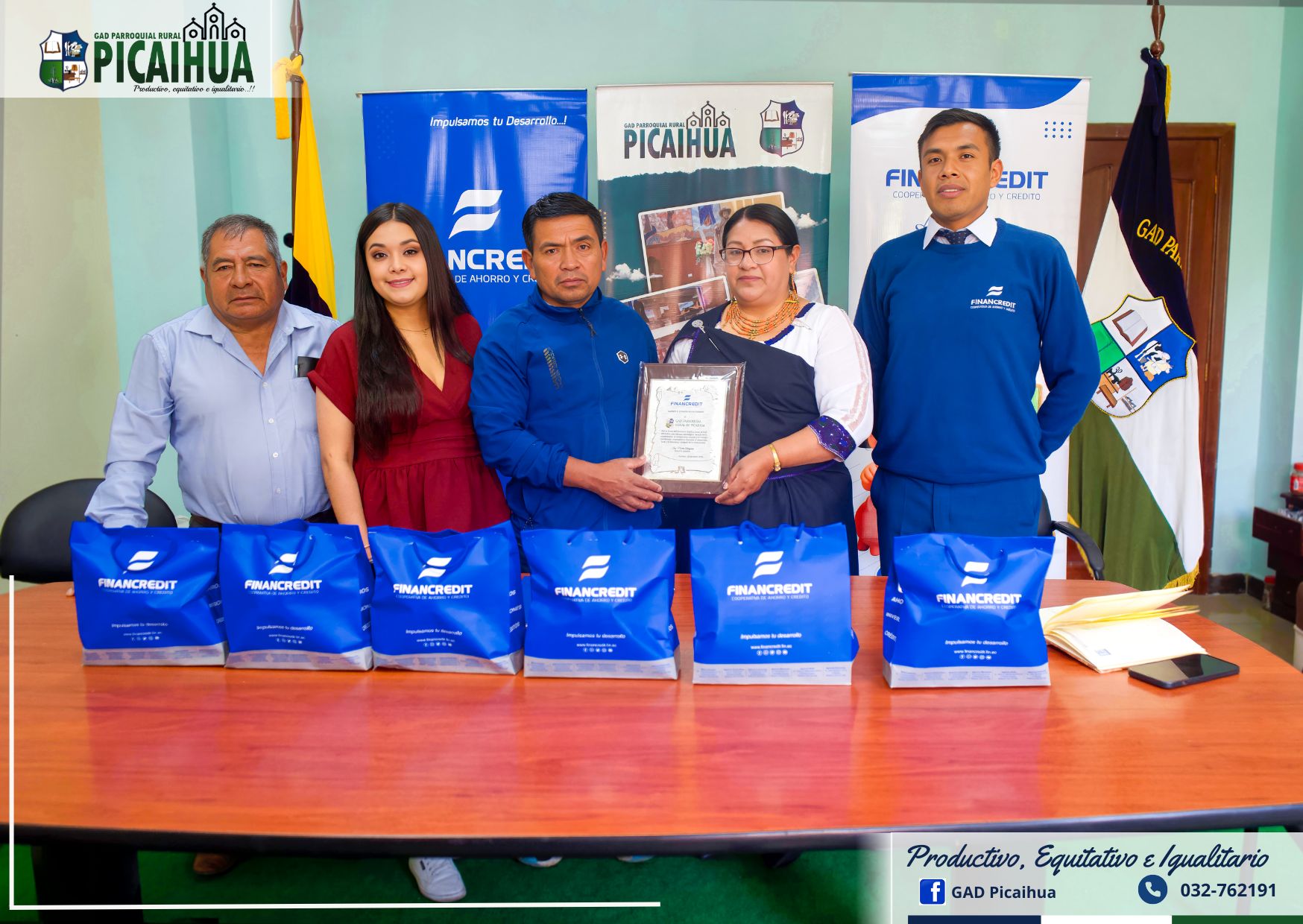 GAD PARROQUIAL PICAIHUA FIRMA CONVENIO CON FINANCREDIT PARA IMPULSAR LA CULTURA Y EL DEPORTE